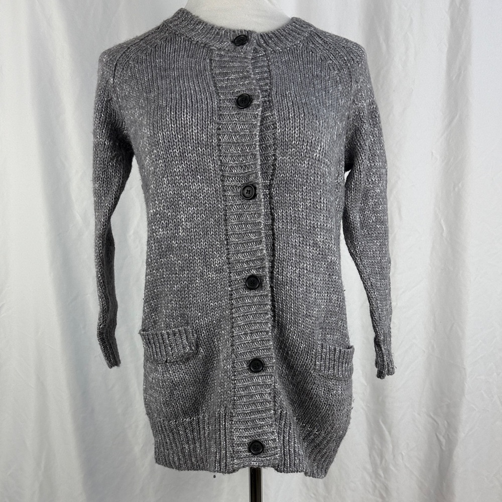 J. Crew Wool Blend Charcoal Button-Up Cardigan